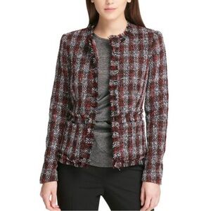 DKNY Multicolor Tweed Boucle Blazer
